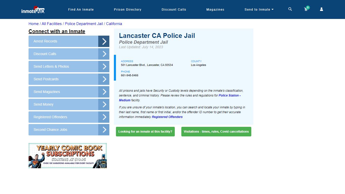 Lancaster CA Police Jail & Inmate Search - Lancaster, CA